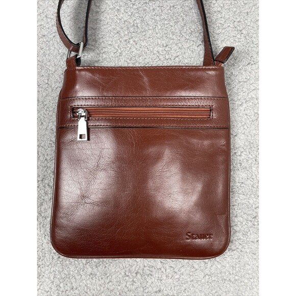 Stauer Handbag Womens Brooklyn Luxury Italian Leather Crossbody Hip Bag Brown - Picture 3 of 10